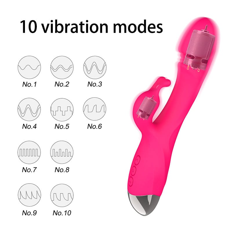 Dual-stimulation wand vibrator showing ergonomic curved design for G-spot and clitoral pleasure
