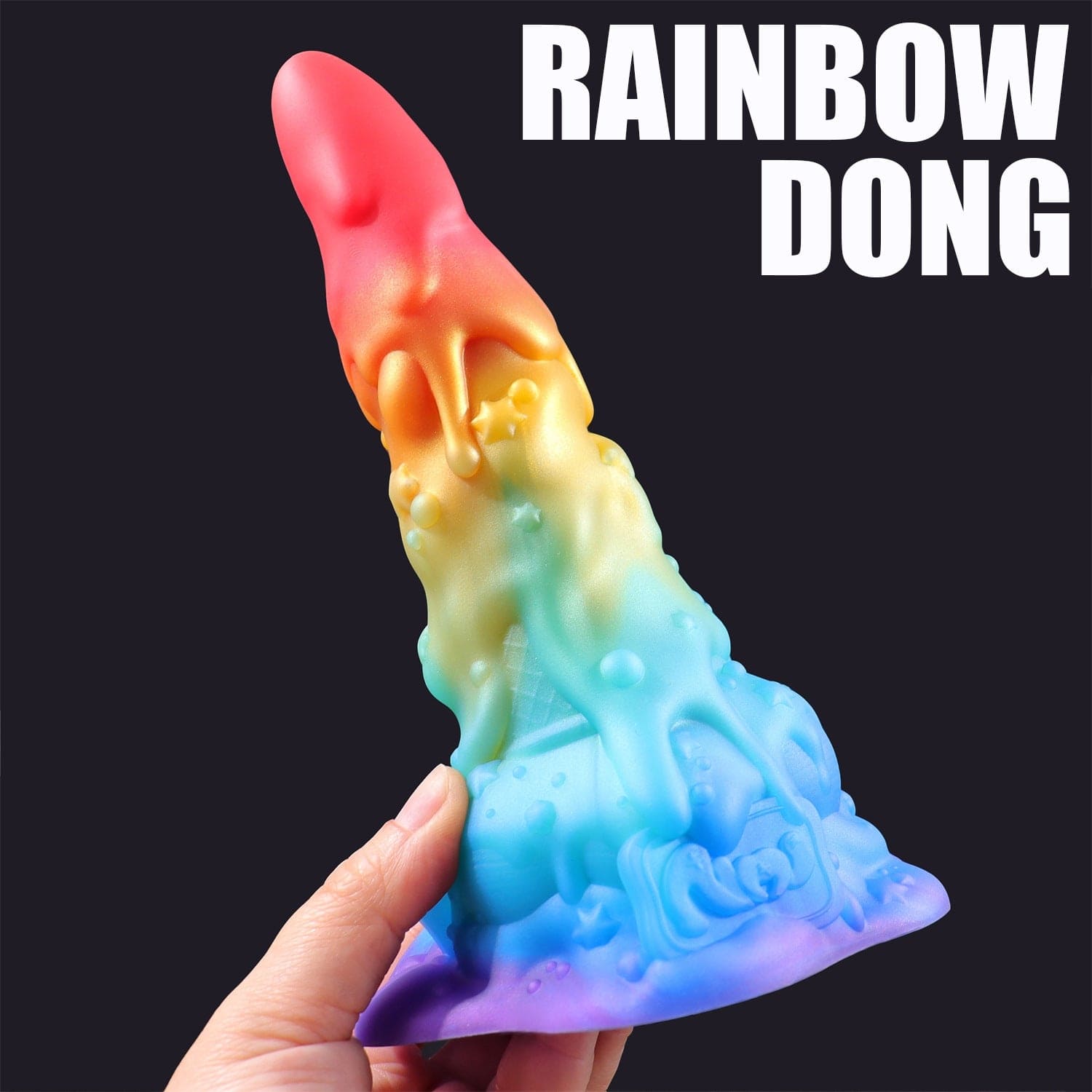 7.48���� AIMITEX Rainbow Ice Cream Liquid Silicone Fantasy Dildo Masturbation Massager-IntimiLife