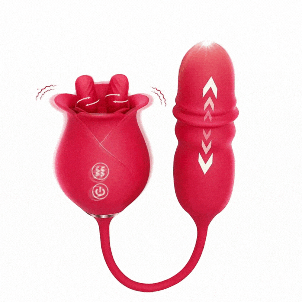 intimilife - Rose Romeo Dual Tongue Rose Adult Toys Vibrators 10 Licking Thrust-IntimiLife
