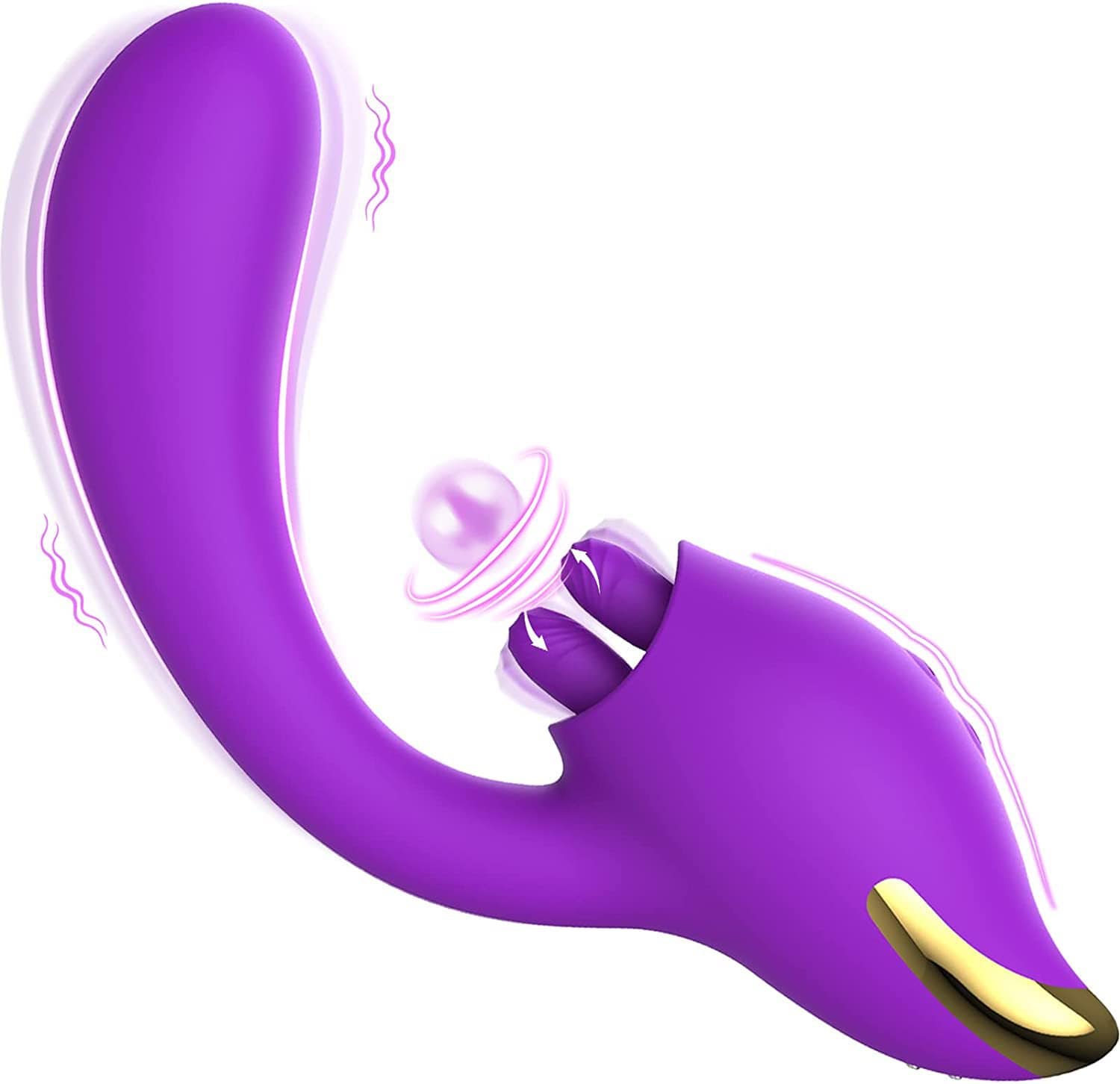 Merlot 2-in-1 vibrator showing ergonomic curved tip for G-spot stimulation