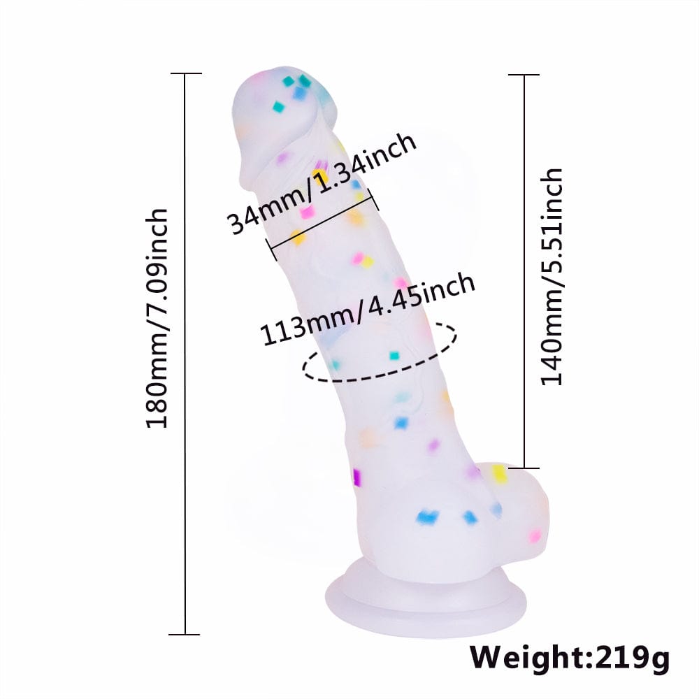 Realistic jelly dildo in use with hands-free suction cup functionality