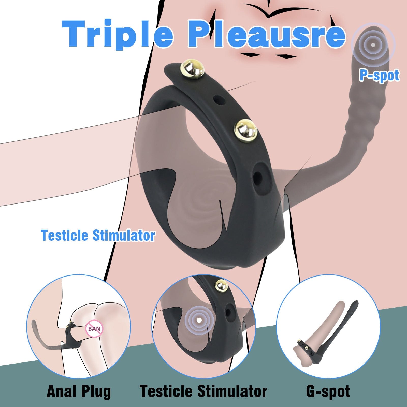 Close-up of dual motor vibrating ring highlighting premium silicone material