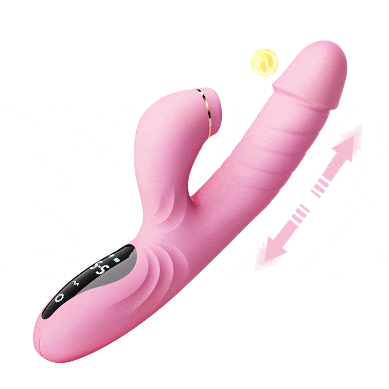 Telescopic heating vibrator showing suction function and sleek design