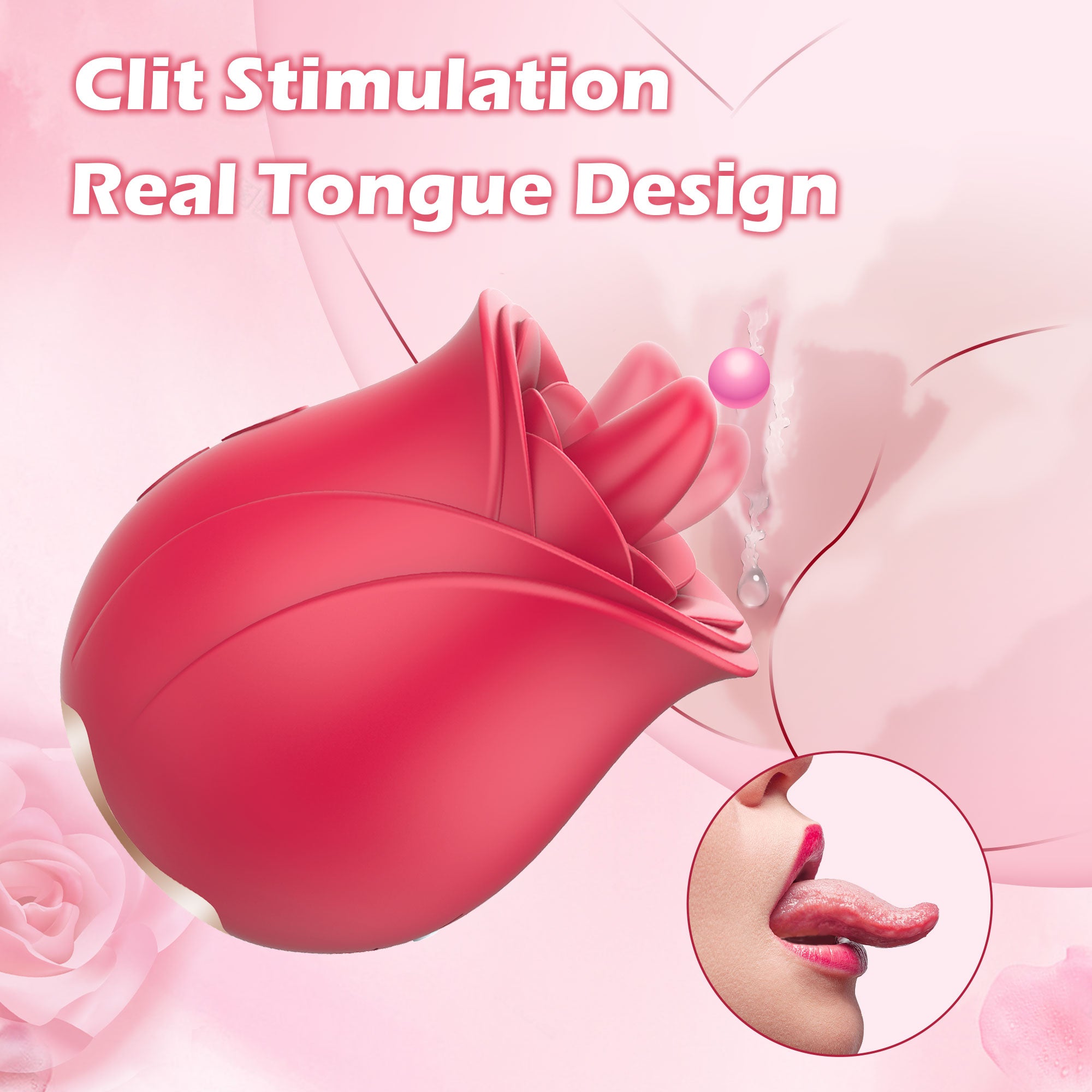 Rose Vibrator with Tongue Licking Patterns-IntimiLife