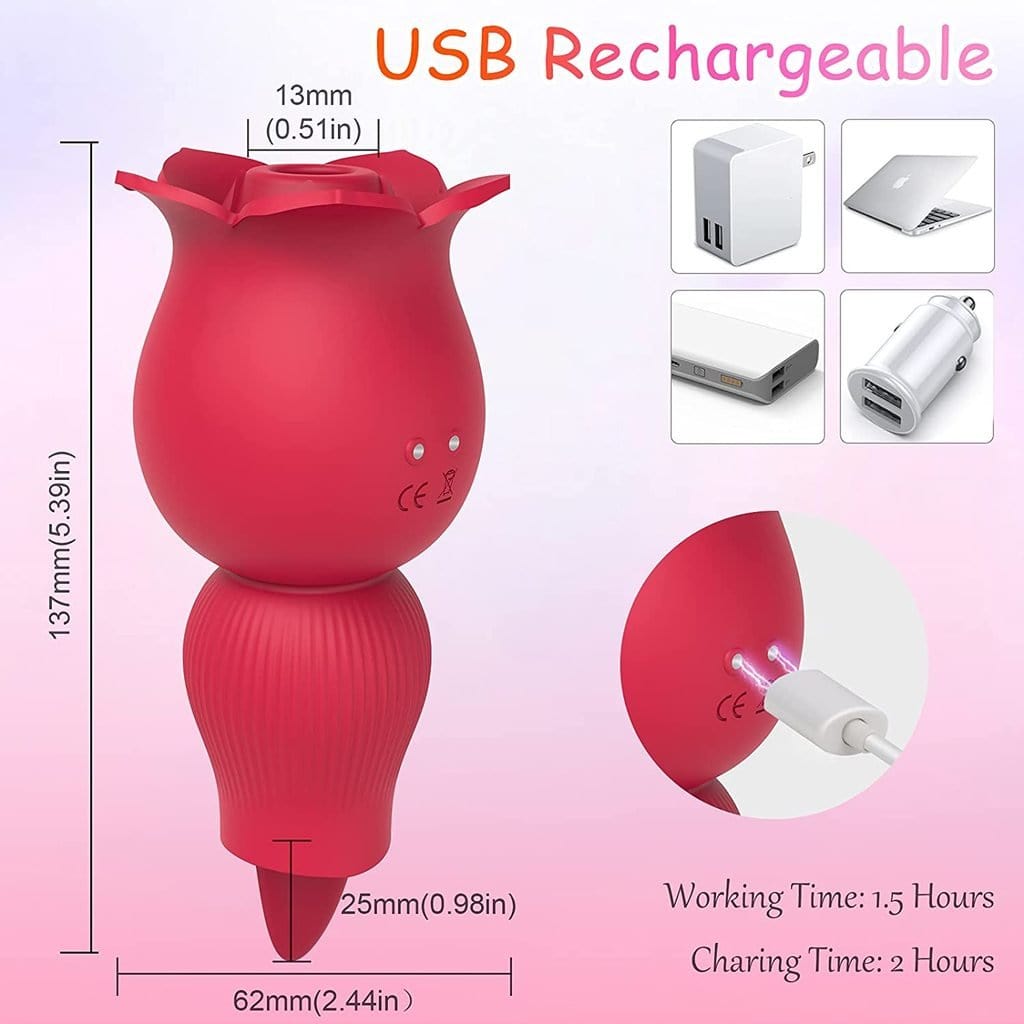 Close-up of medical-grade silicone rose toy showing smooth texture and details
