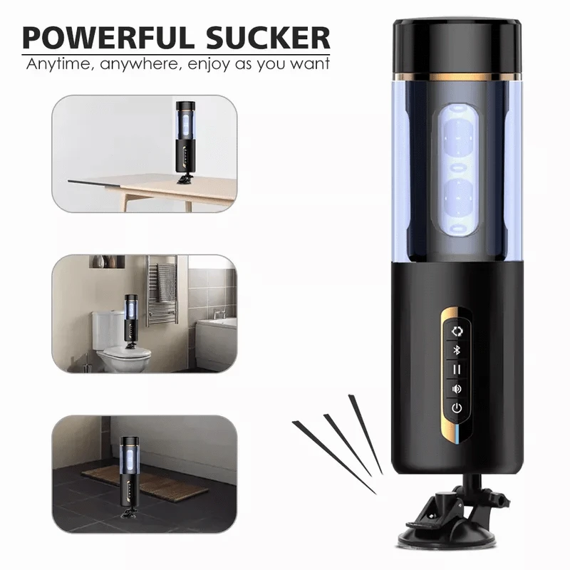Automatic male masturbator with telescopic thrusting action