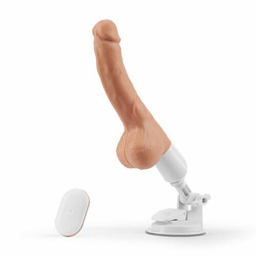 Scimitar-shaped automatic sex machine with wireless remote control