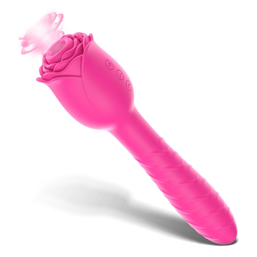 intimilife - D3621 Scarlet 3-in-1 Telescopic Sucking And Shocking Handle Rose Vibrator-IntimiLife