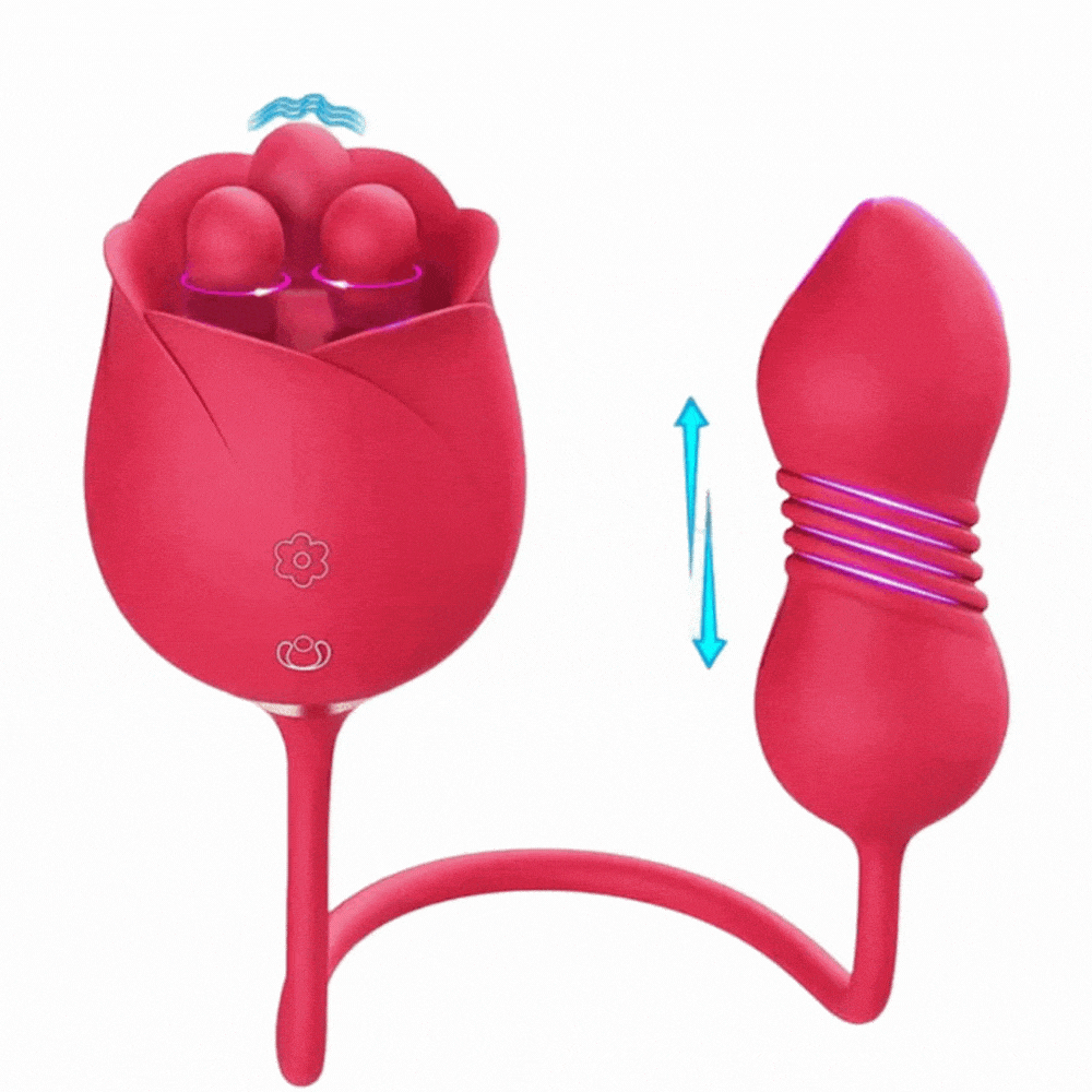 intimilife - S475-7 4-in-1 Three Pistils Rose Toy With Telescopic Egg-IntimiLife
