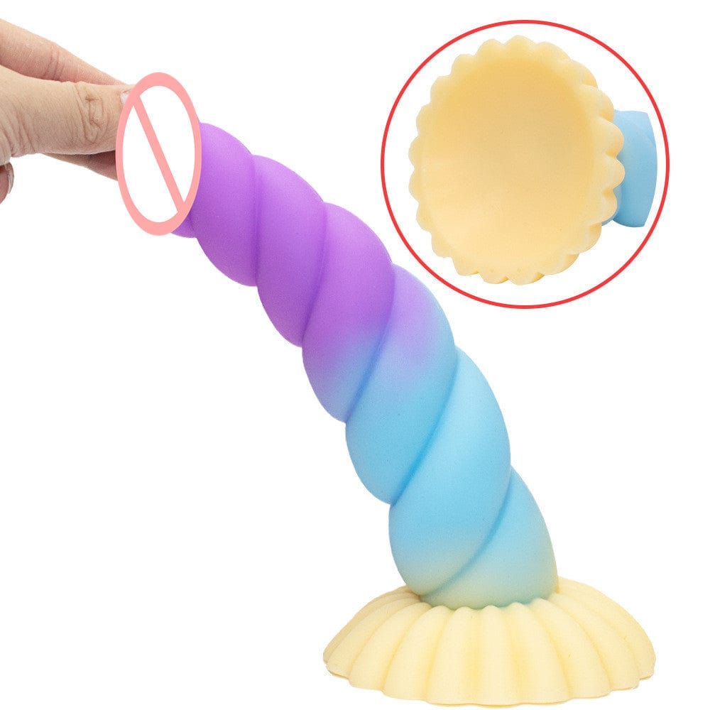9.05‘’ Colorful Braid Dildo Vibrator Liquid Silicone Anal Plug-IntimiLife
