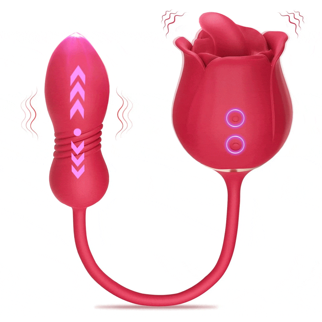 intimilife - Rose Toy Vibrator Female Telescopic Egg Jumping  Tongue Licker Sex Toys-IntimiLife