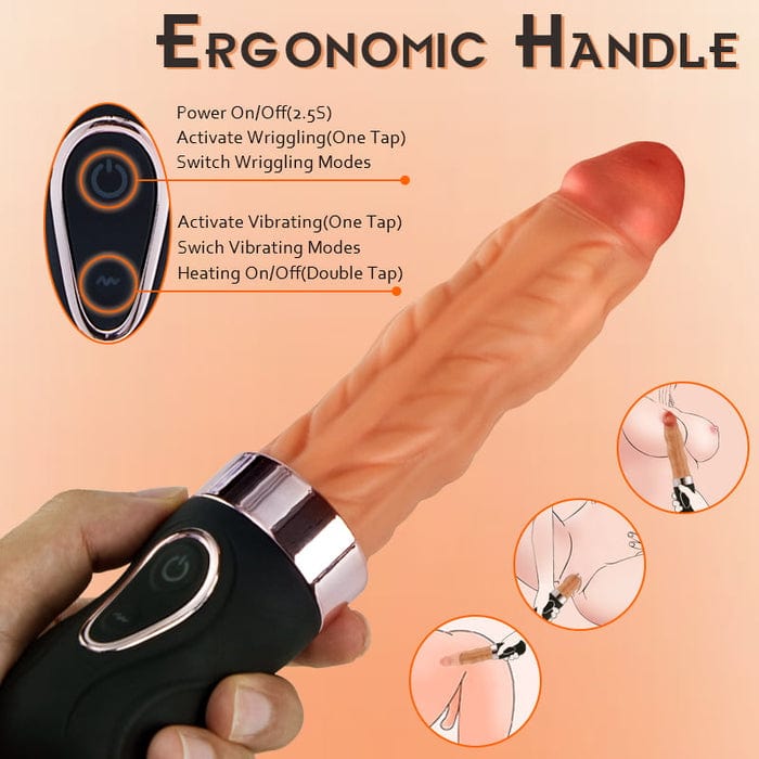 5.9���� intimilife - Riley 7 Wriggling Quiet 9 Vibrating Heating Vaginal Anal Vibrator Lifelike Dildo-IntimiLife
