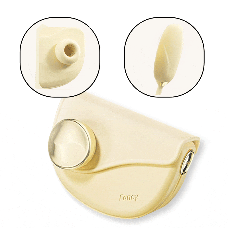 Saddle bag vibrator showing yellow color and ergonomic design