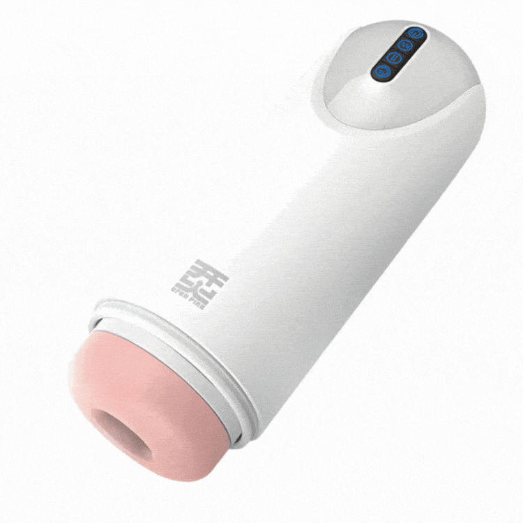 Telescopic male masturbator cup showing extended design