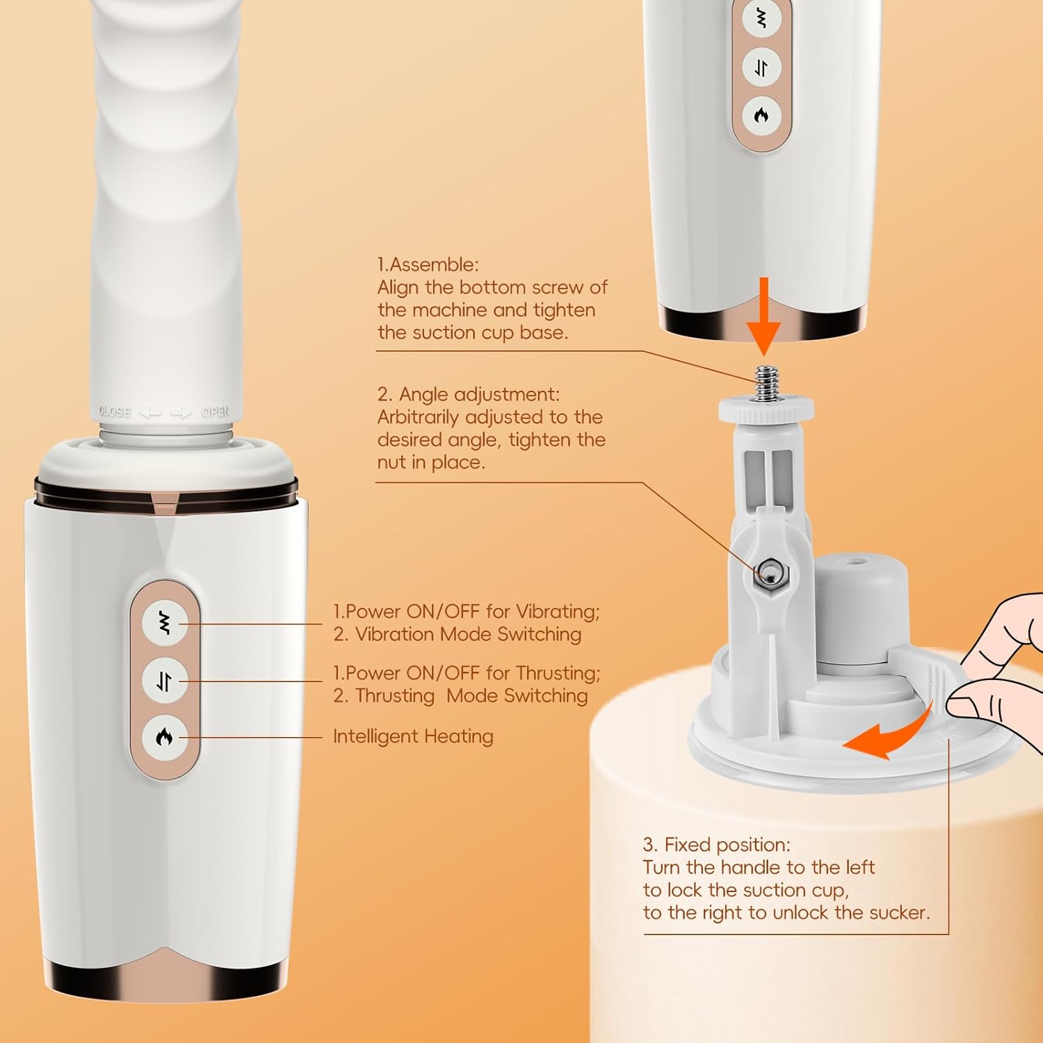 Portable sex machine with Type-C charging and compact storage