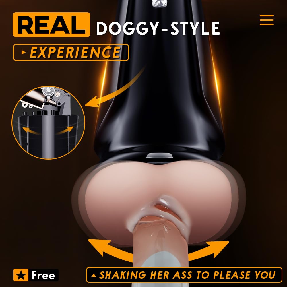 Masturbation cup showing hip-swinging motion and textured tunnel