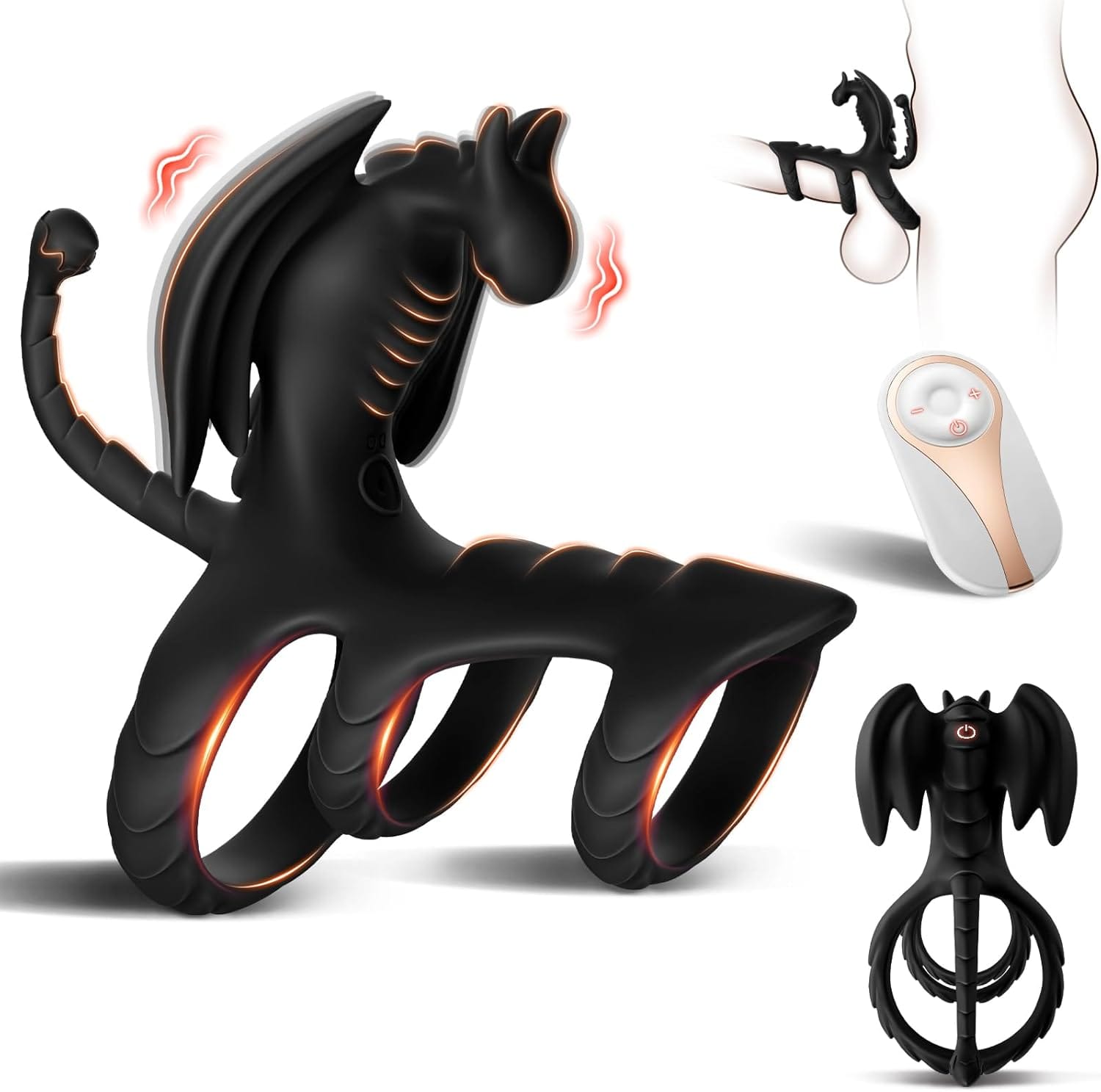 Close-up of the textured silicone surface and sculpted dragon details on the ring