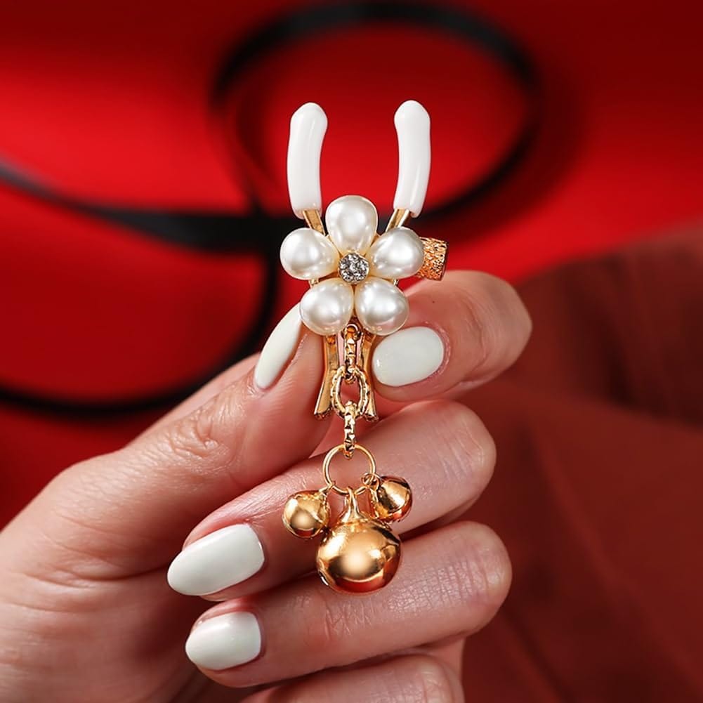 Pearl Petals Bells Nipple Clamps with Chain-IntimiLife