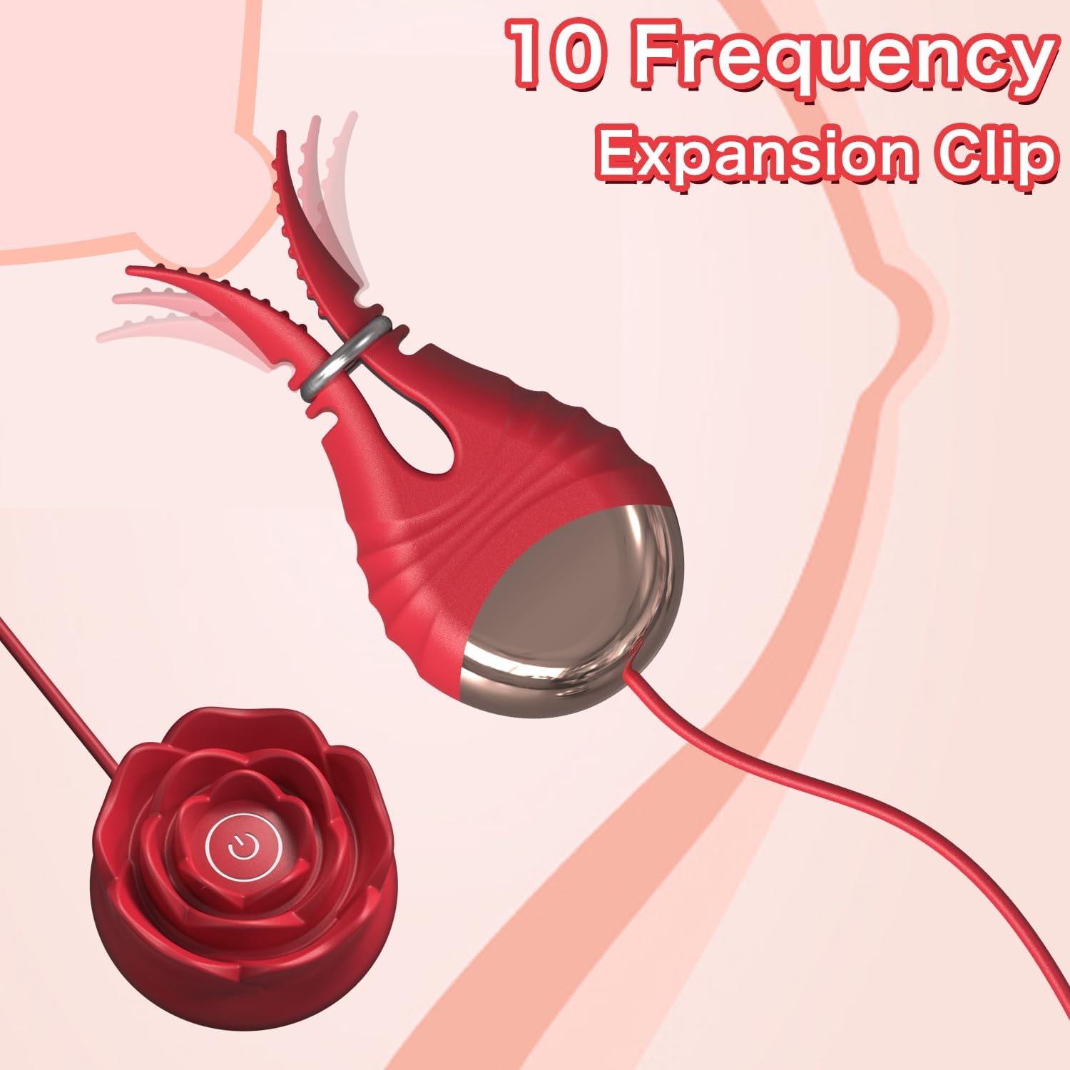 Rose-shaped 10 Vibration Nipple Clamps Set-IntimiLife