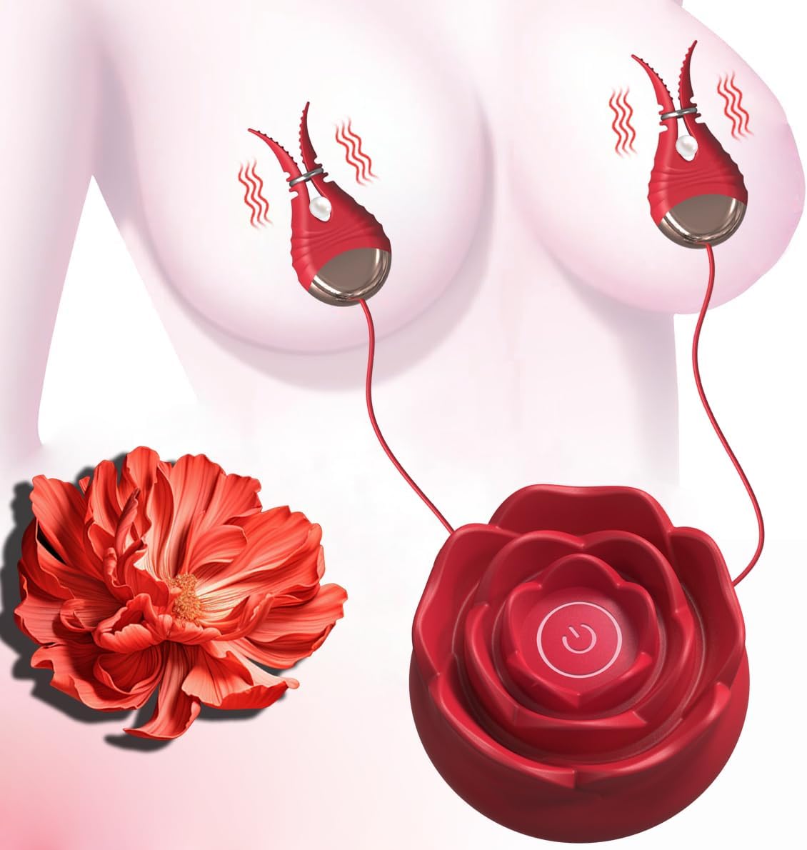 Rose-shaped 10 Vibration Nipple Clamps Set-IntimiLife