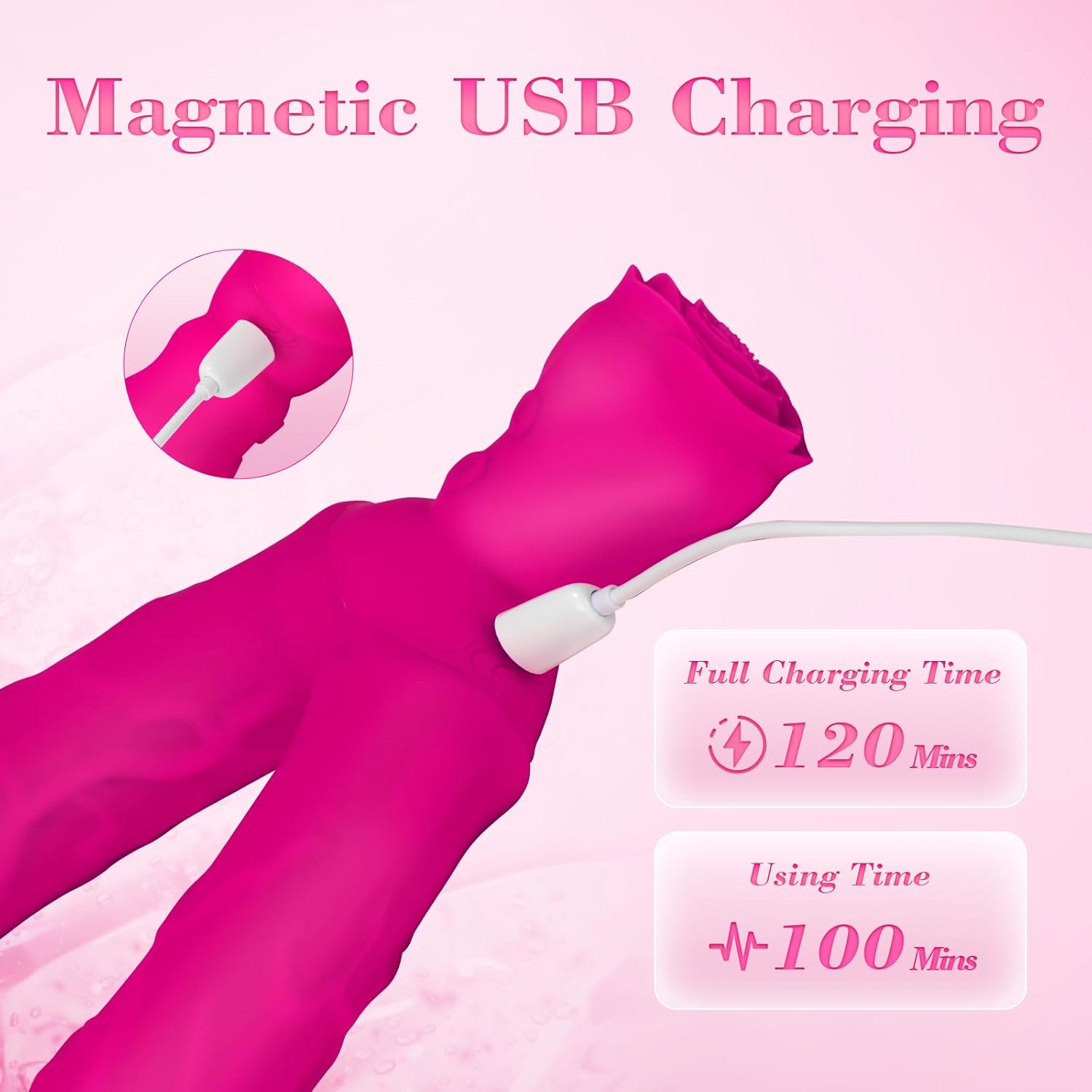 Waterproof vibrator in use during bath or shower with IPX7 rating