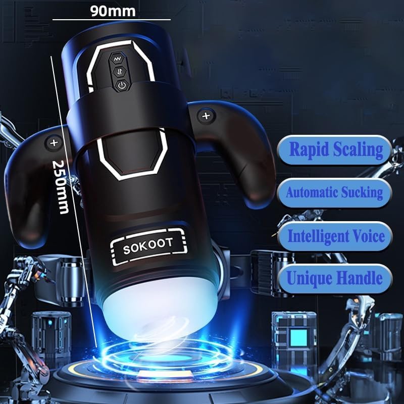 Sokoot Handheld Telescopic Sucking Heating Male Penis Stroker-IntimiLife