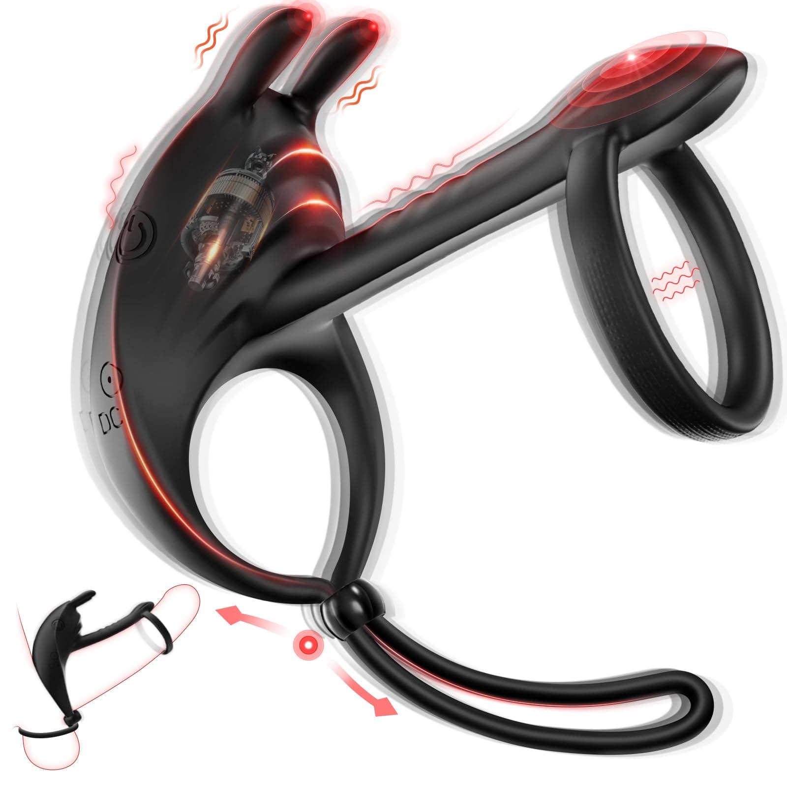 3-in-1 vibrating cock ring set with dual penis rings and sleeve, soft silicone