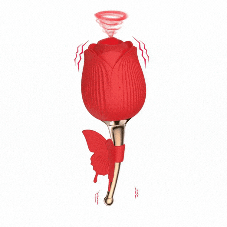 Rose-shaped G-spot vibrator in red silicone
