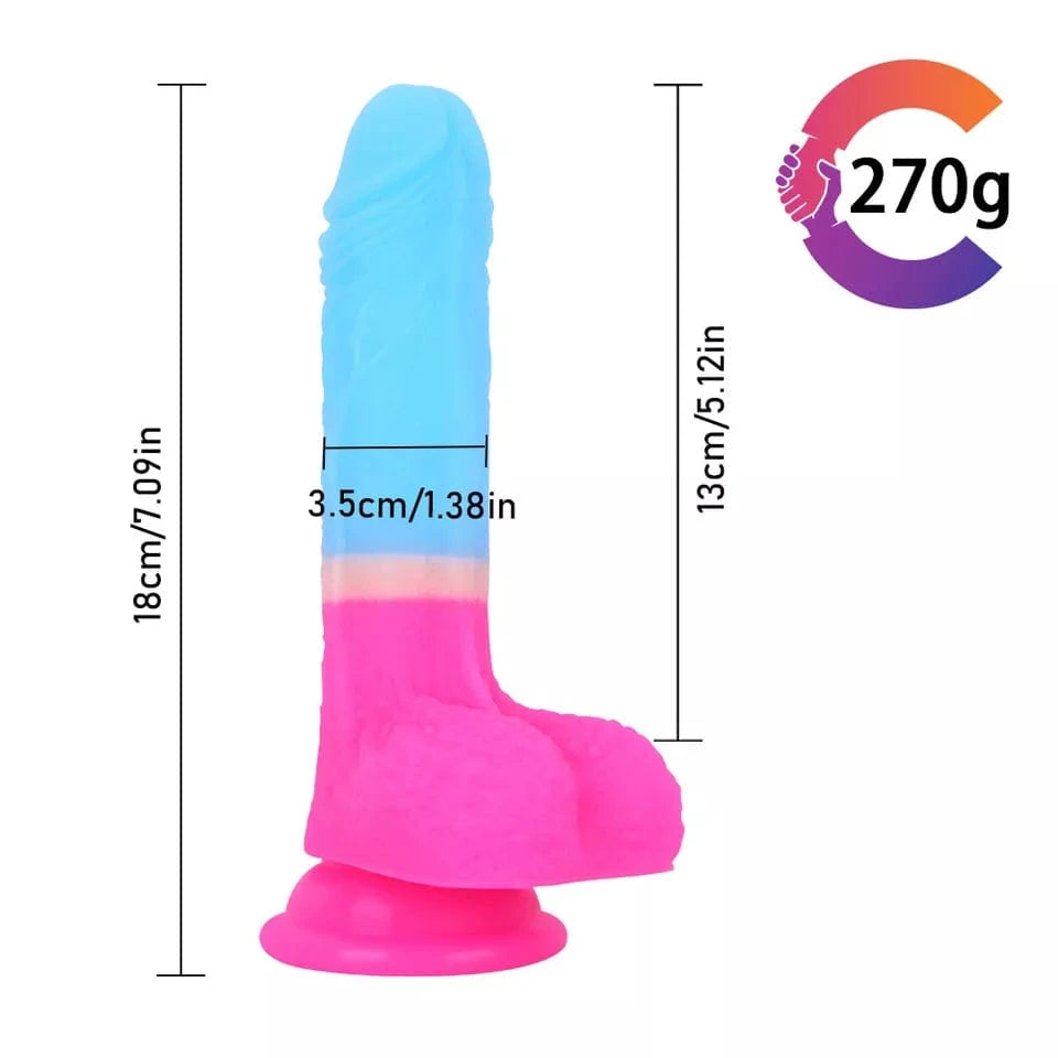 Close-up of 7.09-inch realistic dildo with suction cup base
