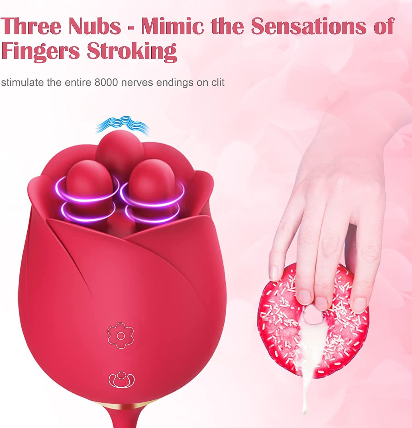 Rose toy demonstrating multiple vibration modes and settings