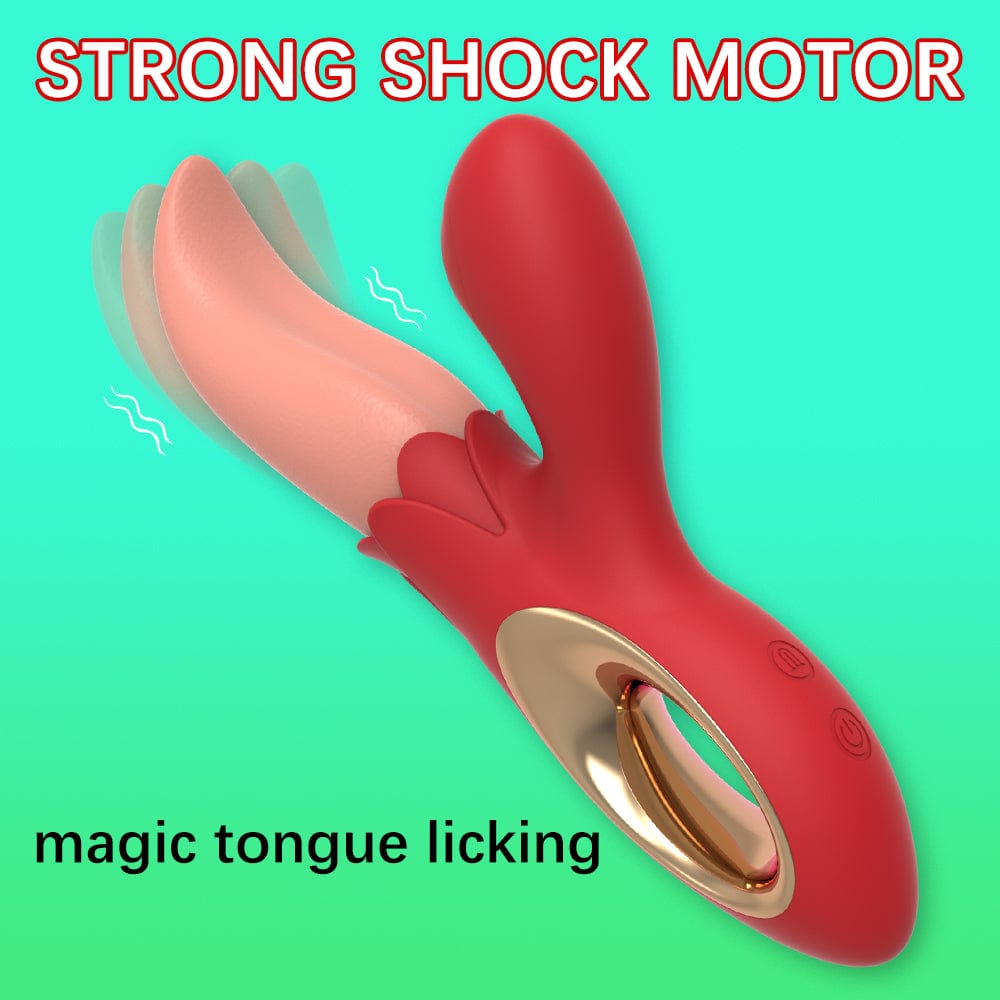 intimilife - Multiple Frequency Conversion Sucking / Tapping Rose Tongue-licking Vibrator-IntimiLife