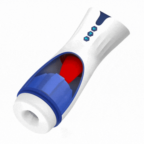 Interactive male masturbator cup with tongue licking patterns and suction modes