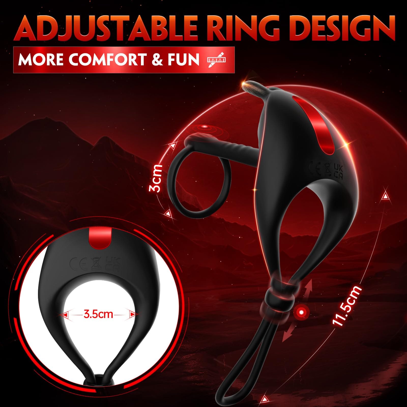 Soft silicone 3-in-1 penis ring set with sleeve and multiple vibration settings