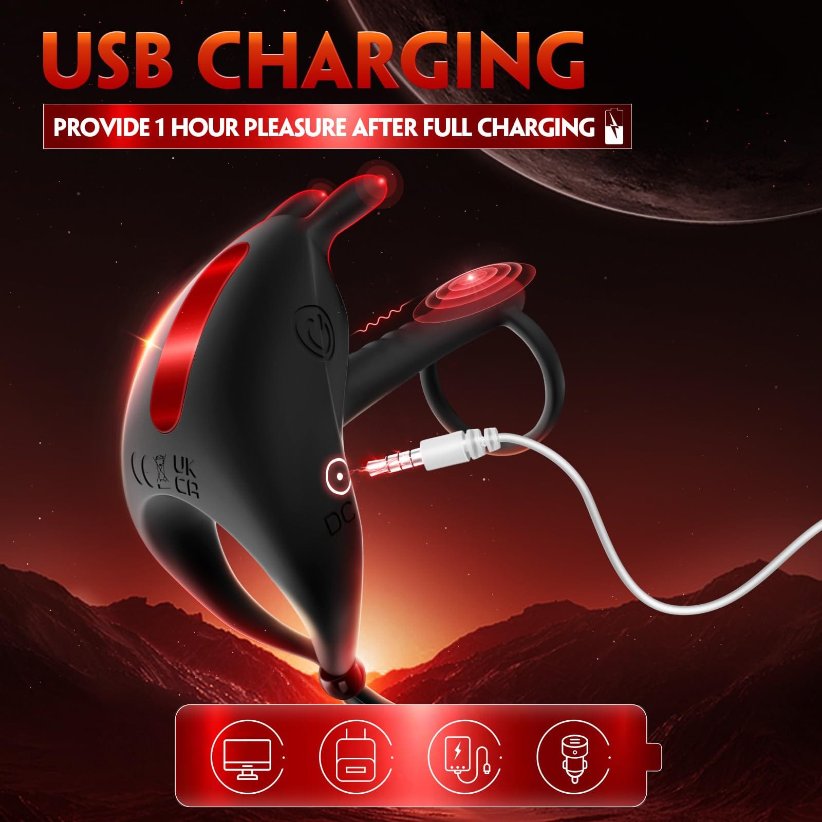 Couples sex toy featuring adjustable vibration modes and body-safe material