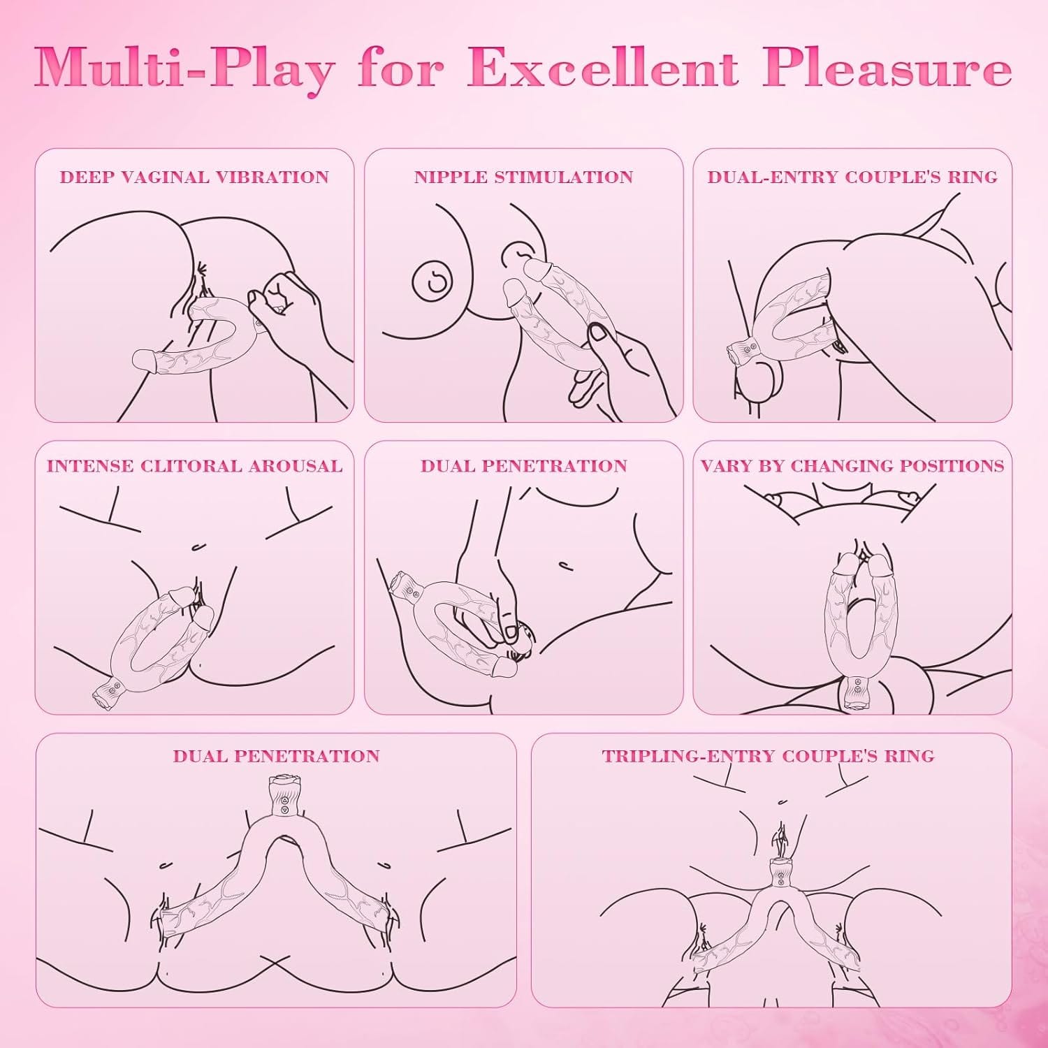 Vibrator displaying 10 different vibration mode settings on control interface