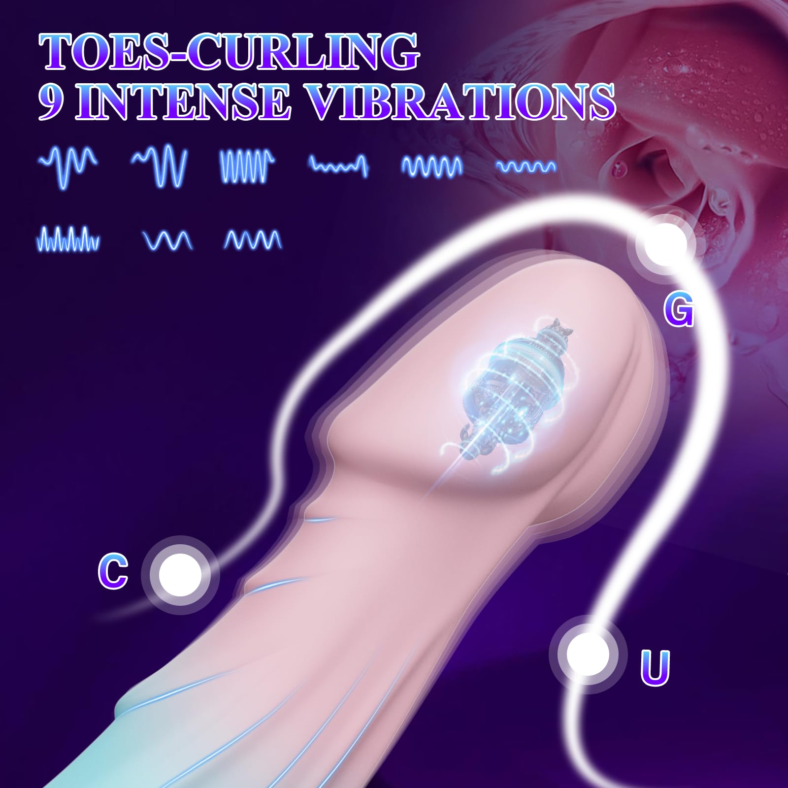 Realistic silicone dildo showing gradient color and textured surface