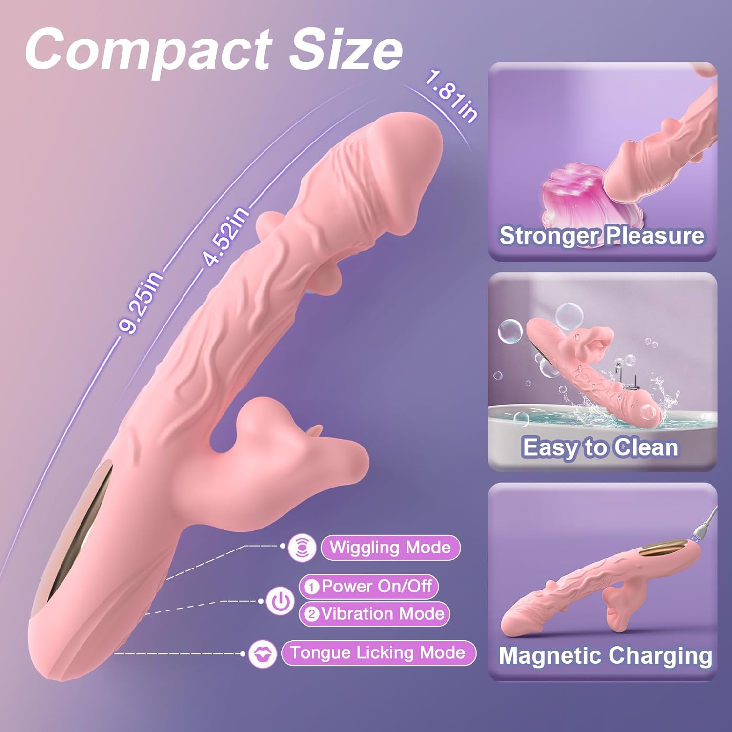 3 in 1 Rose Muncher Rabbit G Spot Vibrator with 6 Wiggling 7 Licking & 10 Vibrating Modes-IntimiLife
