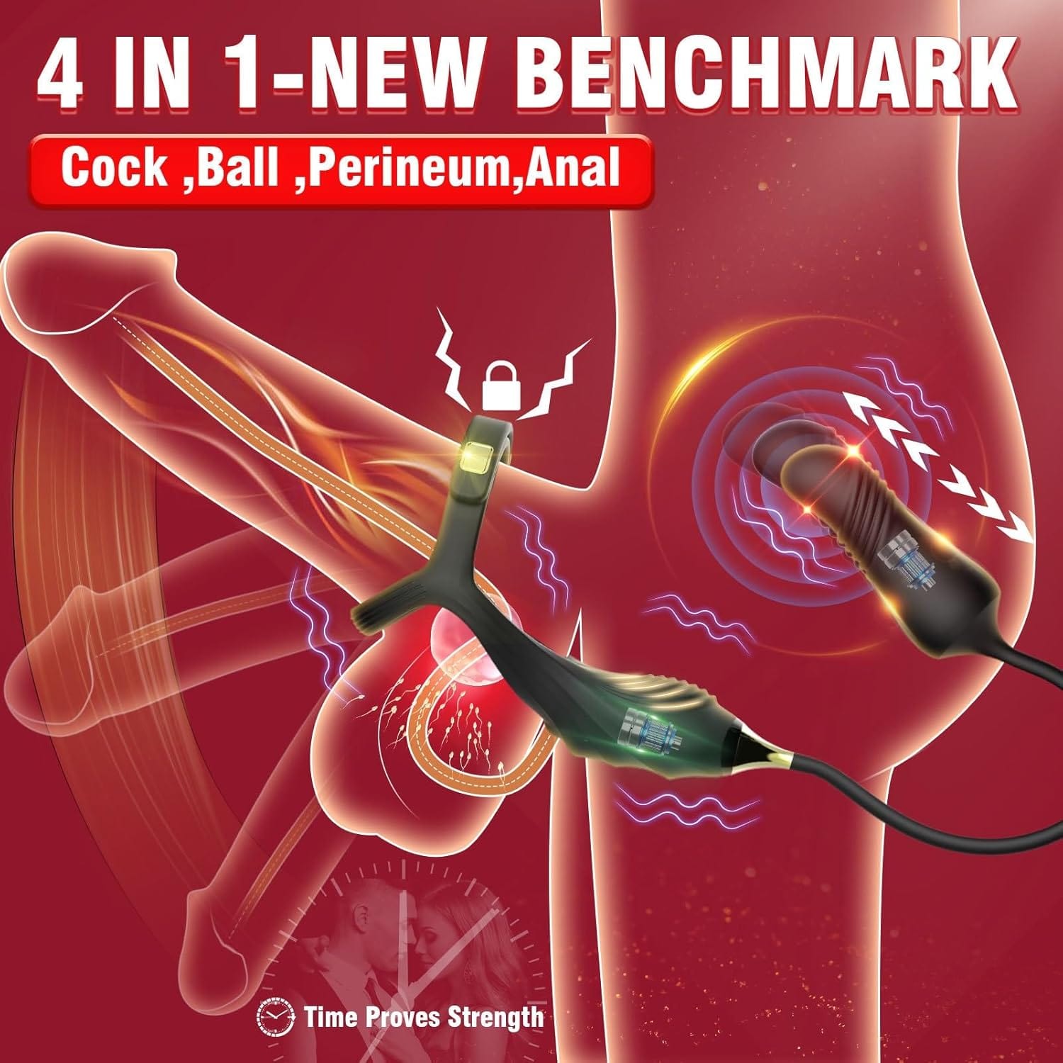 Close-up of the thrusting anal massager tip and body-safe silicone material