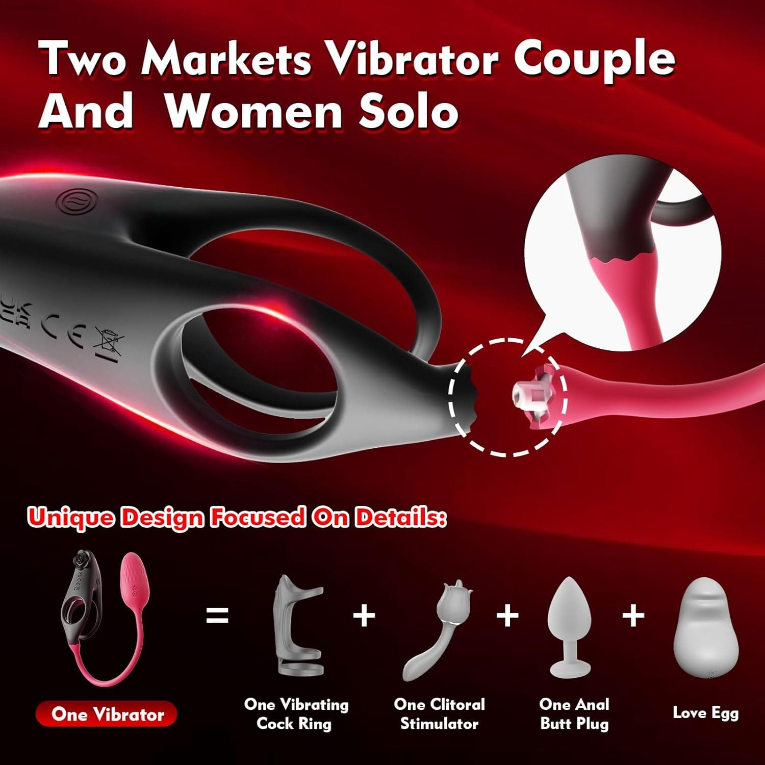 Detachable Design Vibrating Cock Penis Ring With Anal Plug for Couple-IntimiLife