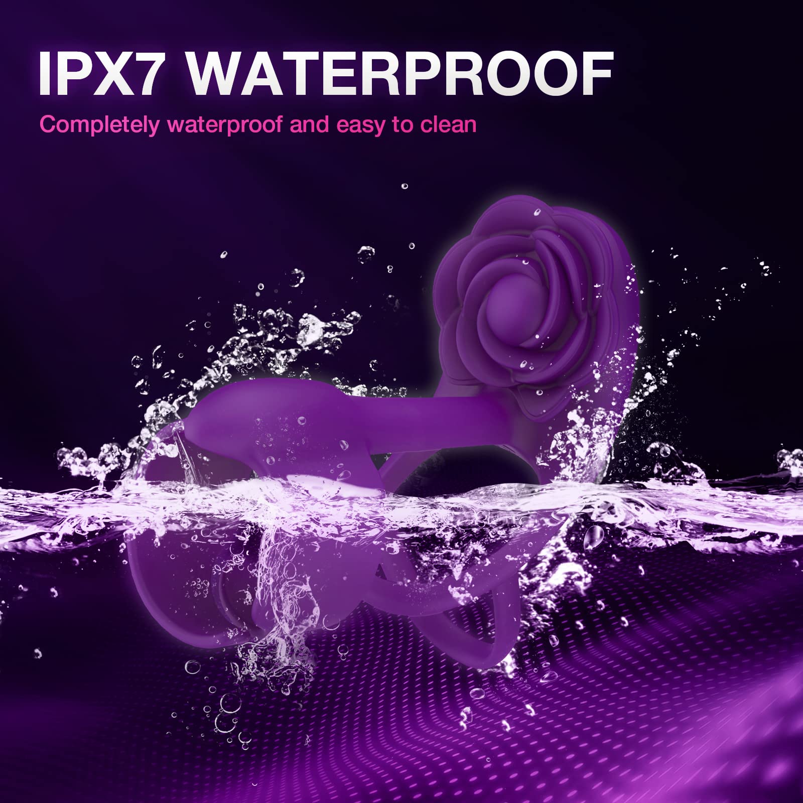 intimilife - 3 IN 1 Vibrating Rose Penis Ring with 10 Vibration-IntimiLife