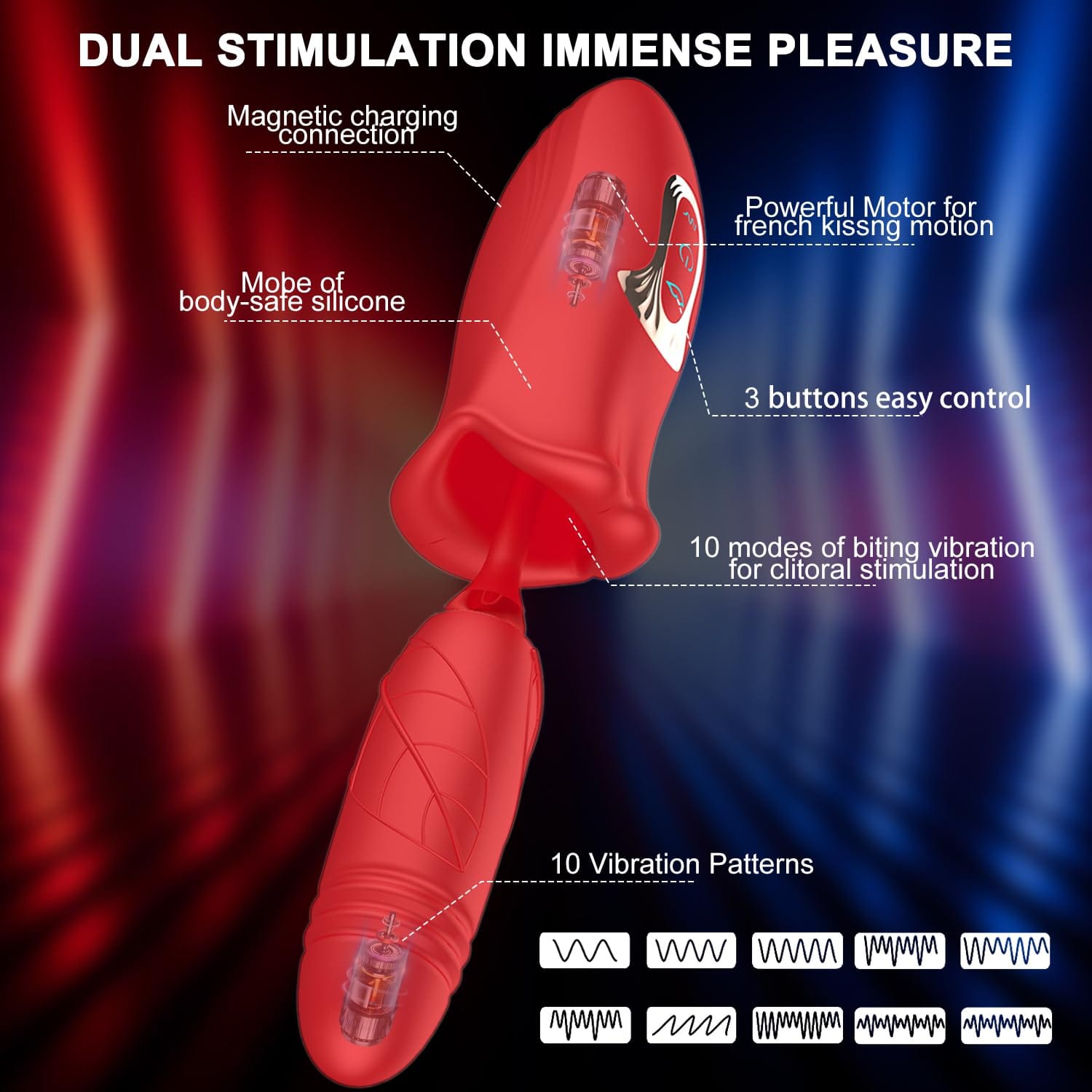 Close-up of rose muncher suction head and thrusting dildo tip