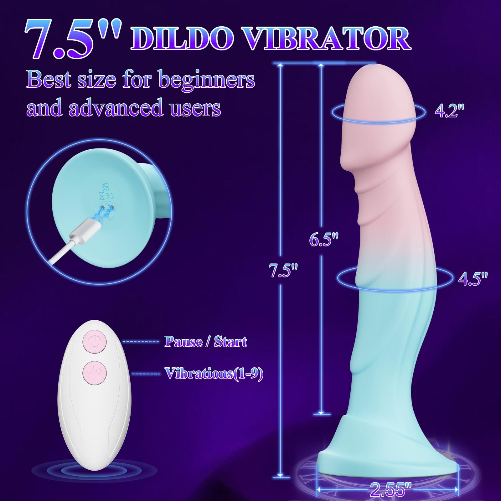 Dildo attached to smooth surface using strong suction cup