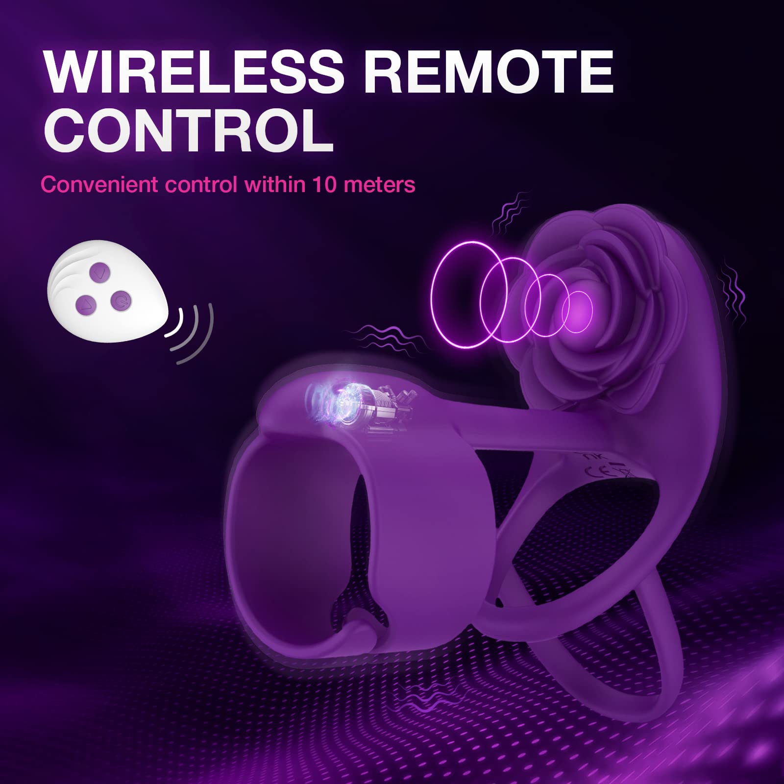 intimilife - 3 IN 1 Vibrating Rose Penis Ring with 10 Vibration-IntimiLife