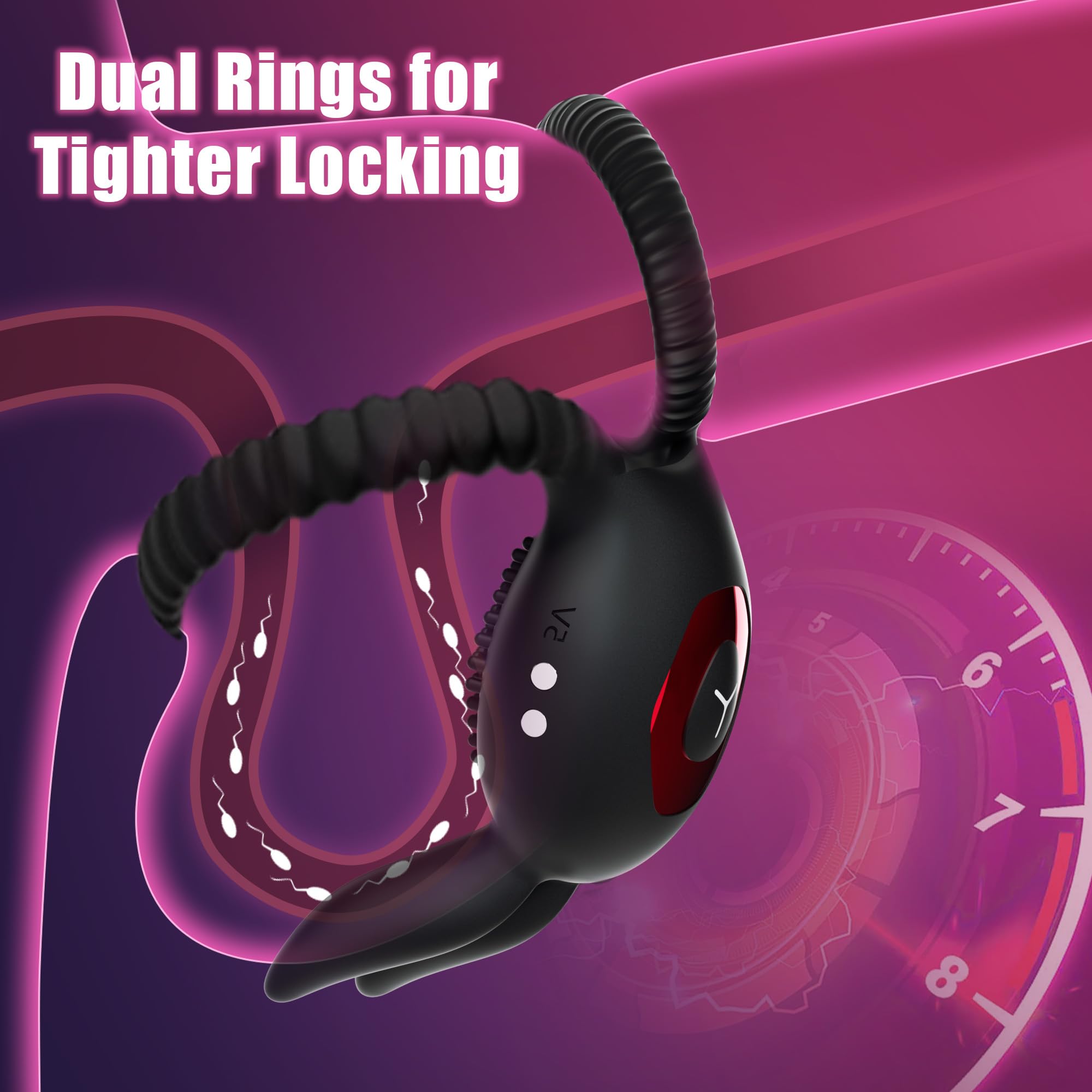 Rechargeable vibrating ring with one-button control interface view