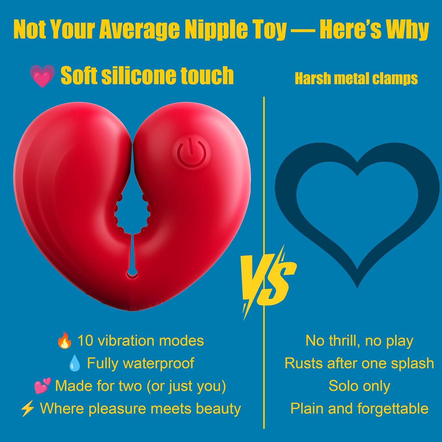 Heart-shaped Vibrating Nipple Clamps-IntimiLife