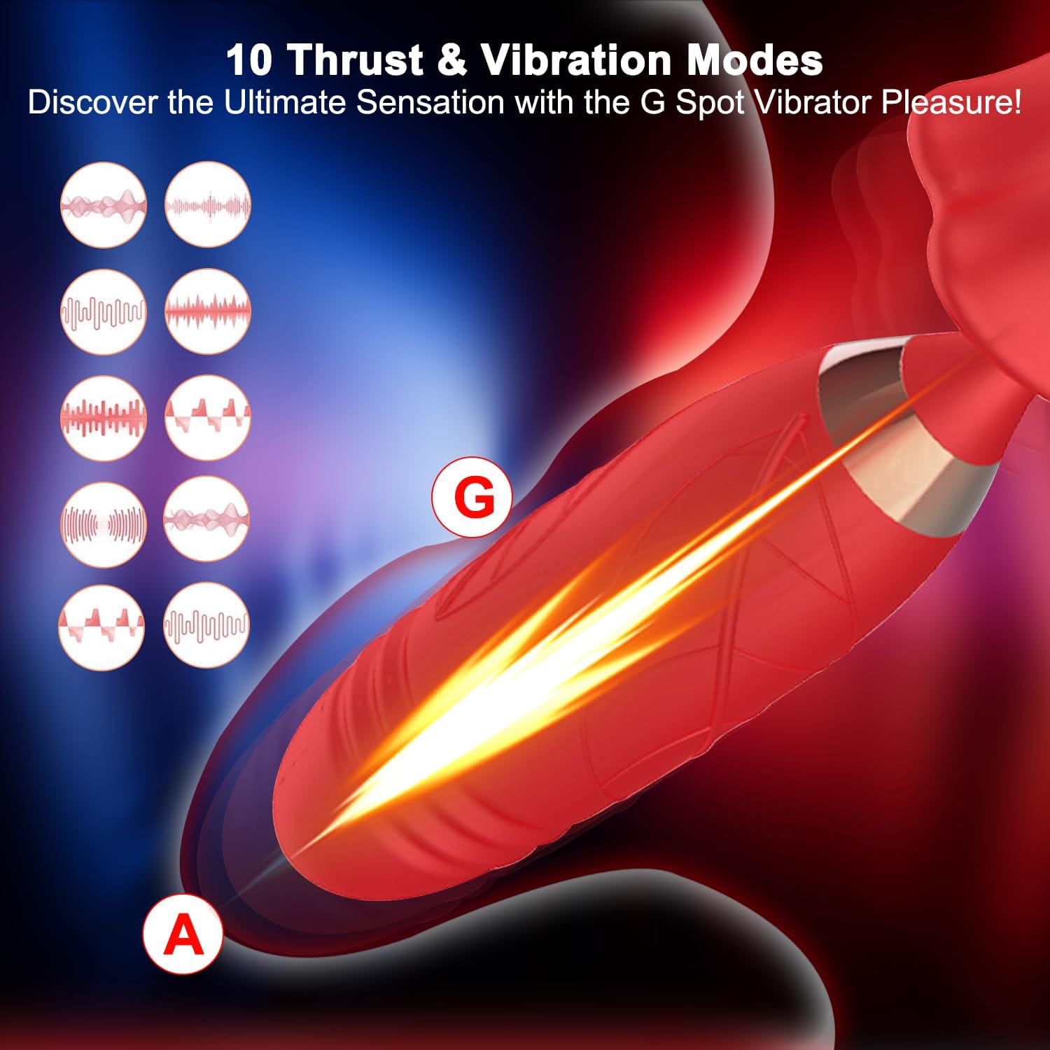 Rose muncher suction vibrator with thrusting dildo showing sleek design