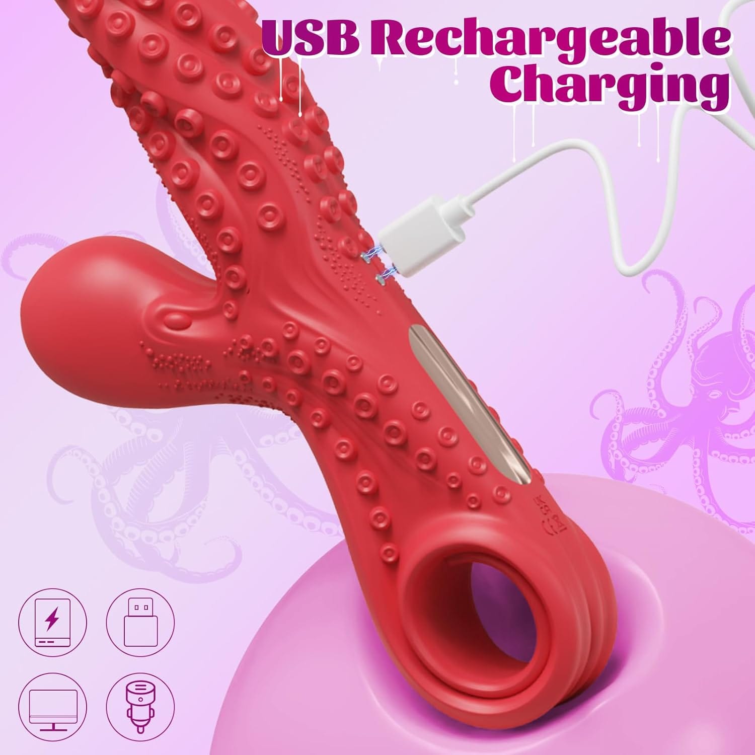 Octopus Tentacle Vibrating G-Spot Vibrator With Pull Ring-IntimiLife