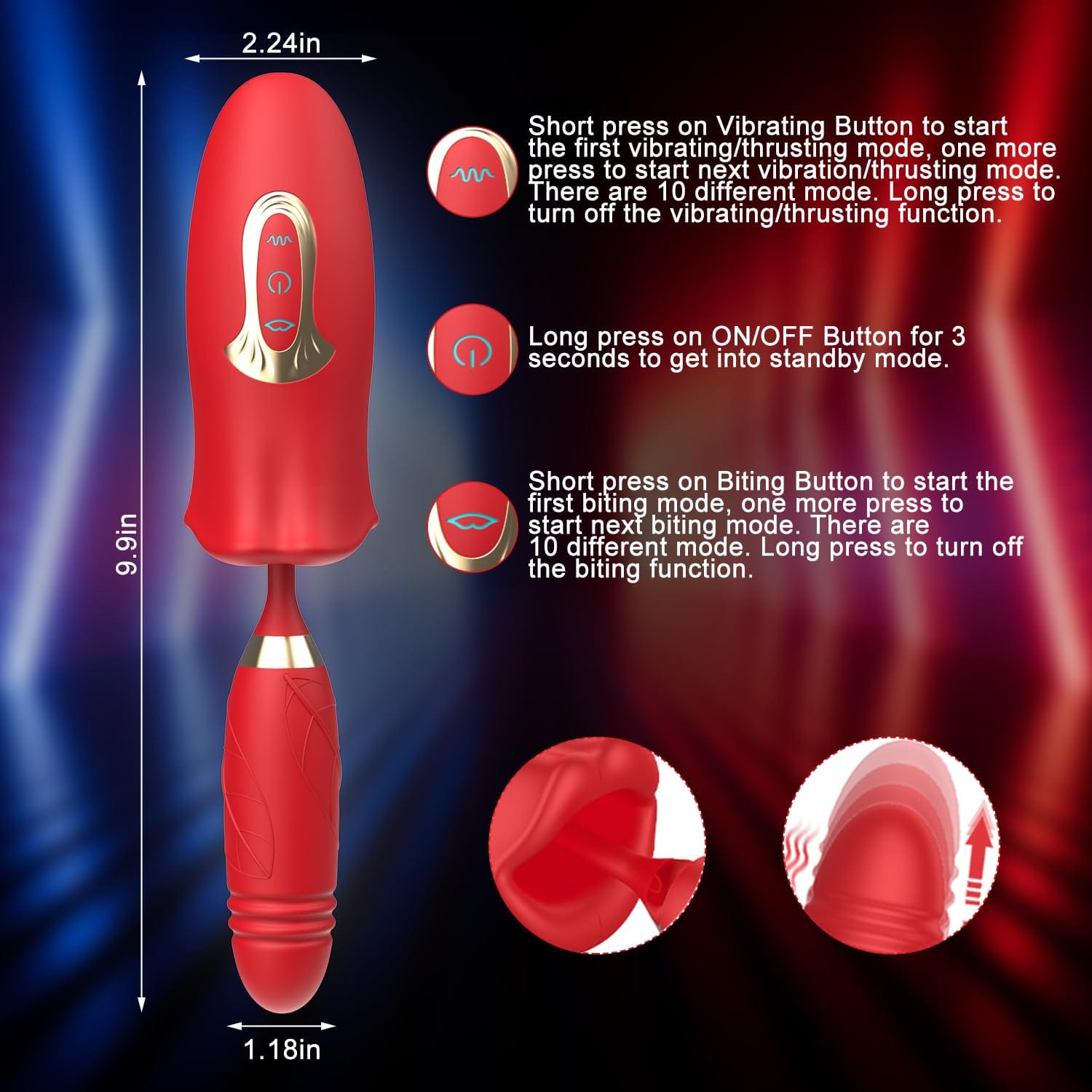 Waterproof adult wellness product with lip tongue suction function