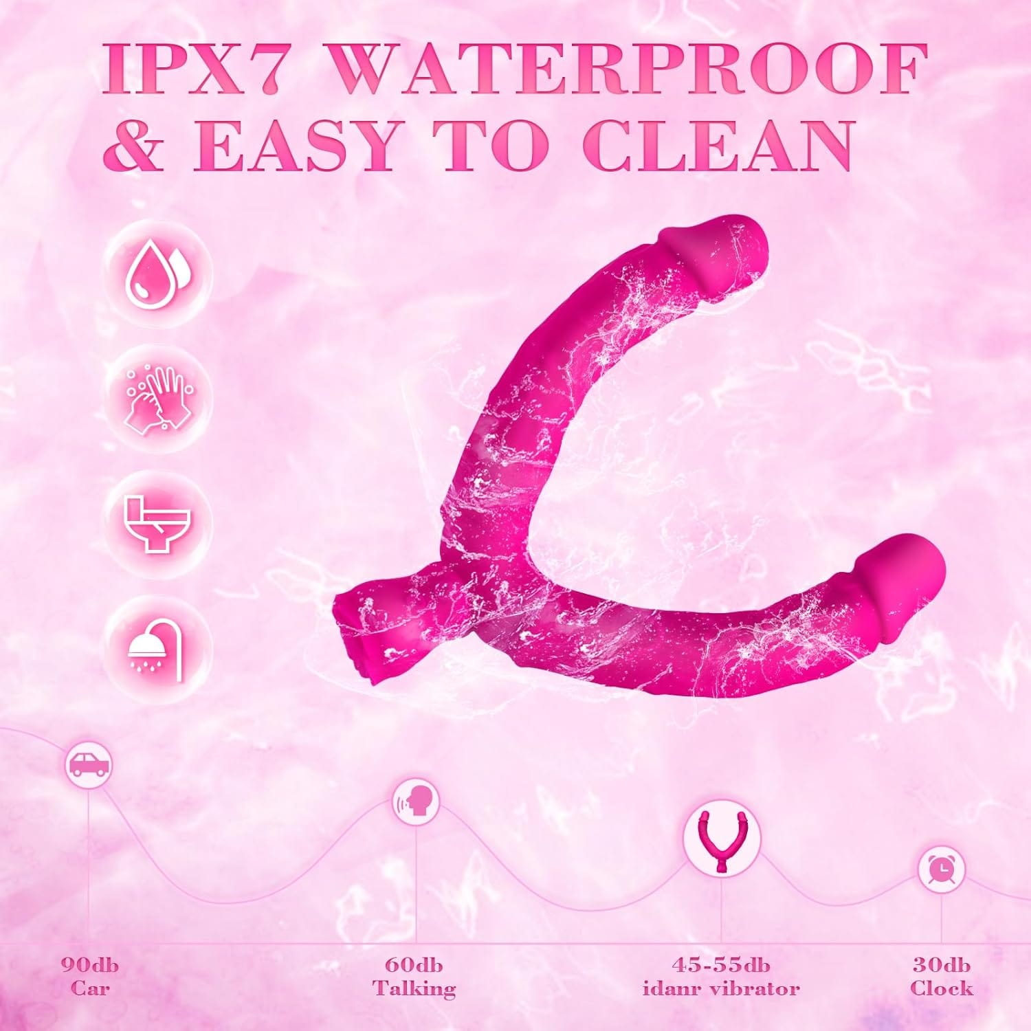 7.5‘’ Double Ended Vibrating Rose Dildo Anal Dildo with 10 Vibrating Modes-IntimiLife