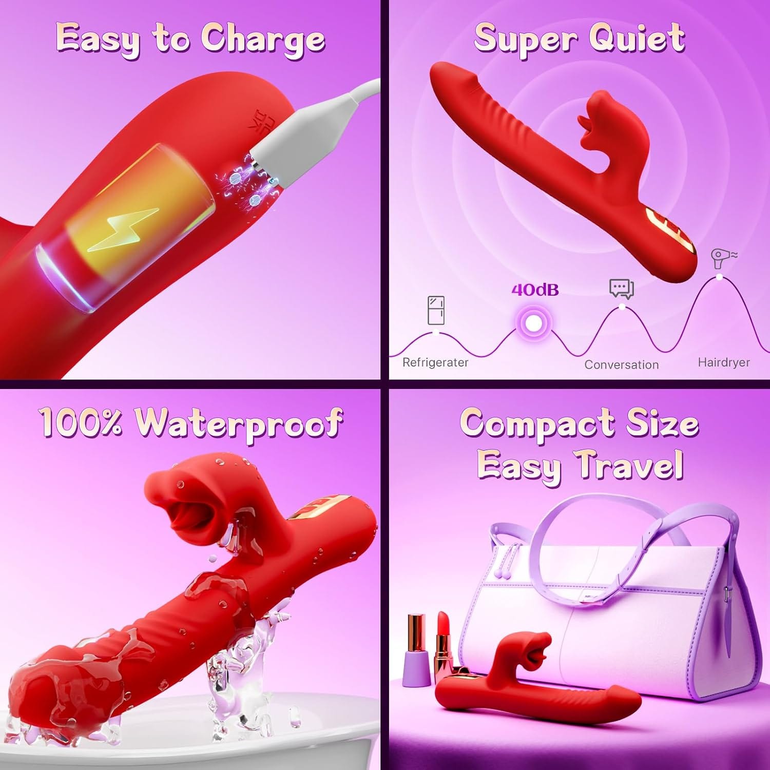 Upgraded Rose Muncher 5 In 1 Thrusting Clitoral G Spot Vibrator-IntimiLife